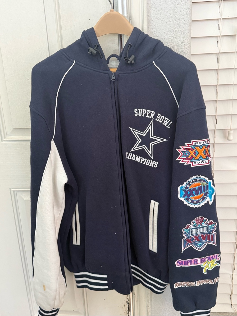 NFL Navy and White Super Bowl Champions Kids Zip Hoodie